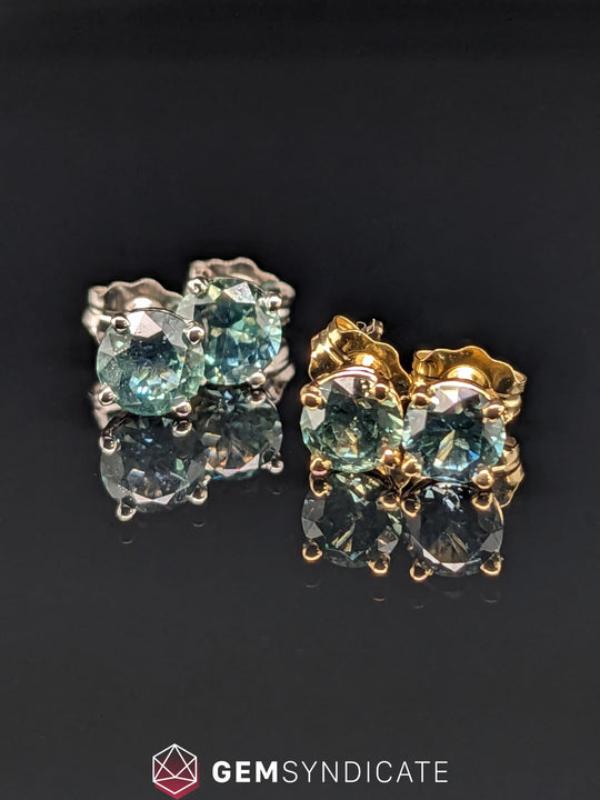 Enchanting Round Teal Montana Stud Earrings