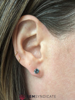 Load image into Gallery viewer, Luxurious Round Teal Montana Sapphire Stud Earrings
