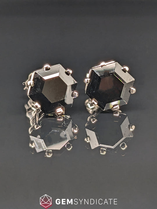 Mesmerizing Hexagon Black Spinel Stud Earrings