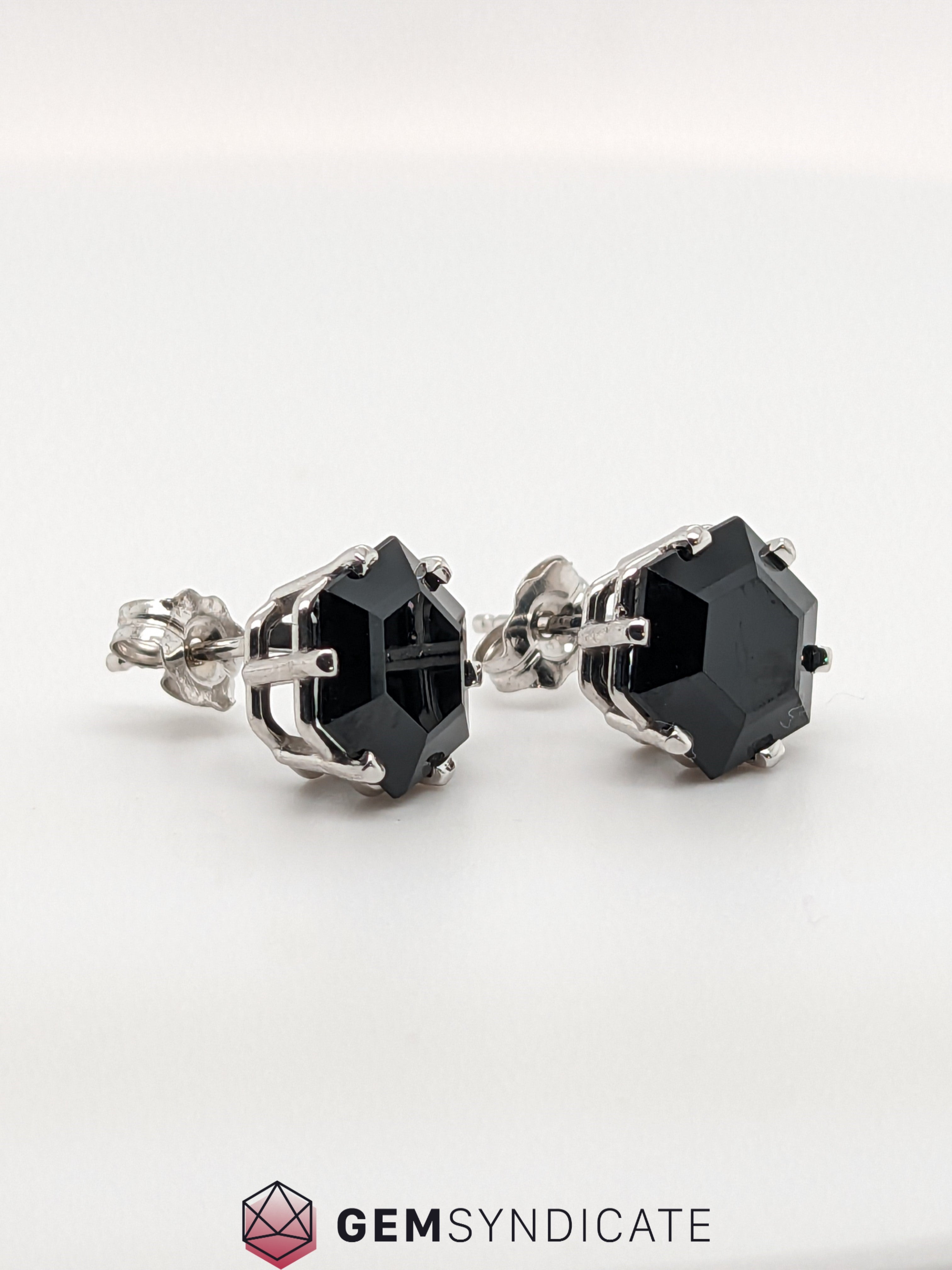 Mesmerizing Hexagon Black Spinel Stud Earrings