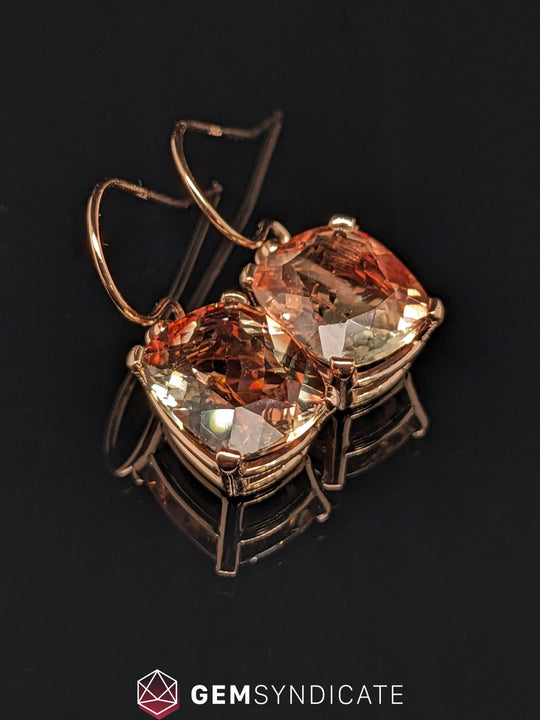 Sophisticated Cushion Peach Oregon Sunstone Earrings