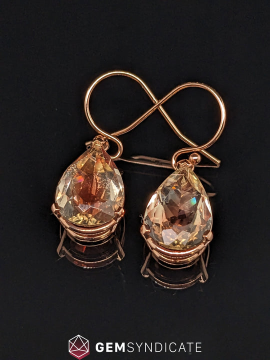 Glamorous Pear Shape Peach Oregon Sunstone Earring