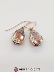 Glamorous Pear Shape Peach Oregon Sunstone Earring