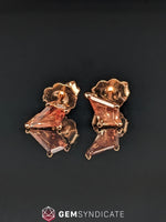 Load image into Gallery viewer, Modern Kite Shape Peach Oregon Sunstone Earrings
