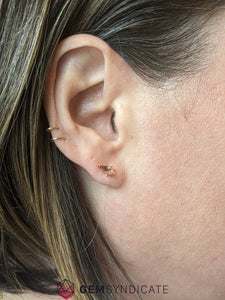 Modern Kite Shape Peach Oregon Sunstone Earrings