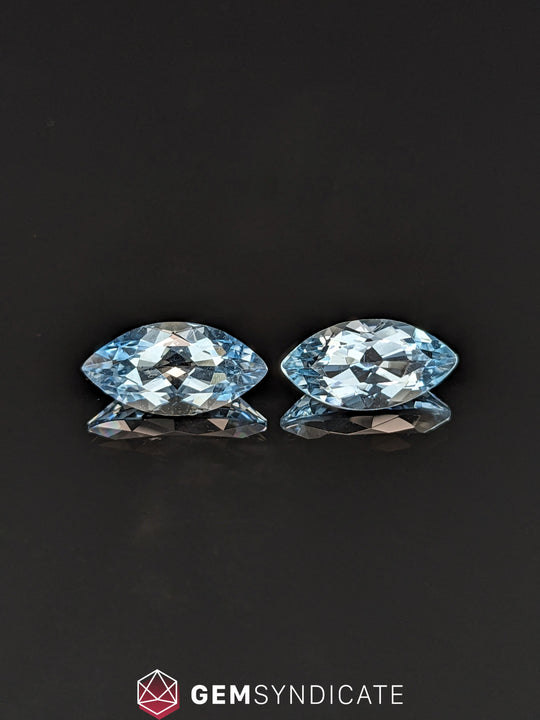 Divine Marquise Blue Aquamarine Pair 5.06ctw