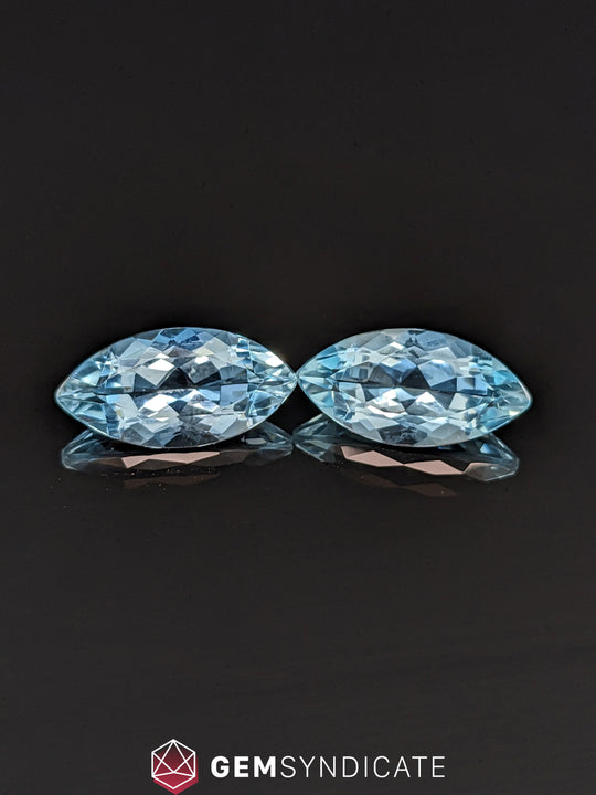 Stunning Marquise Blue Aquamarine Pair 6.87ctw