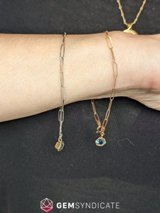 Stylish Teal Montana Sapphire Bracelet in 14k Gold
