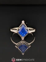 Load image into Gallery viewer, Enchanting Kite Shape Blue Sapphire Ring in 14k White Gold
