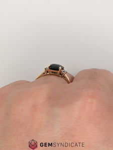 Sophisticated Teal Sapphire Ring in 14k Yellow Gold