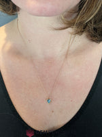 Load image into Gallery viewer, Elegant Teal Sapphire Necklace in 14k Rose Gold
