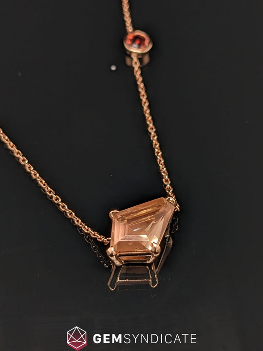 Flirty Peach Oregon Sunstone Necklace in 14k Rose Gold