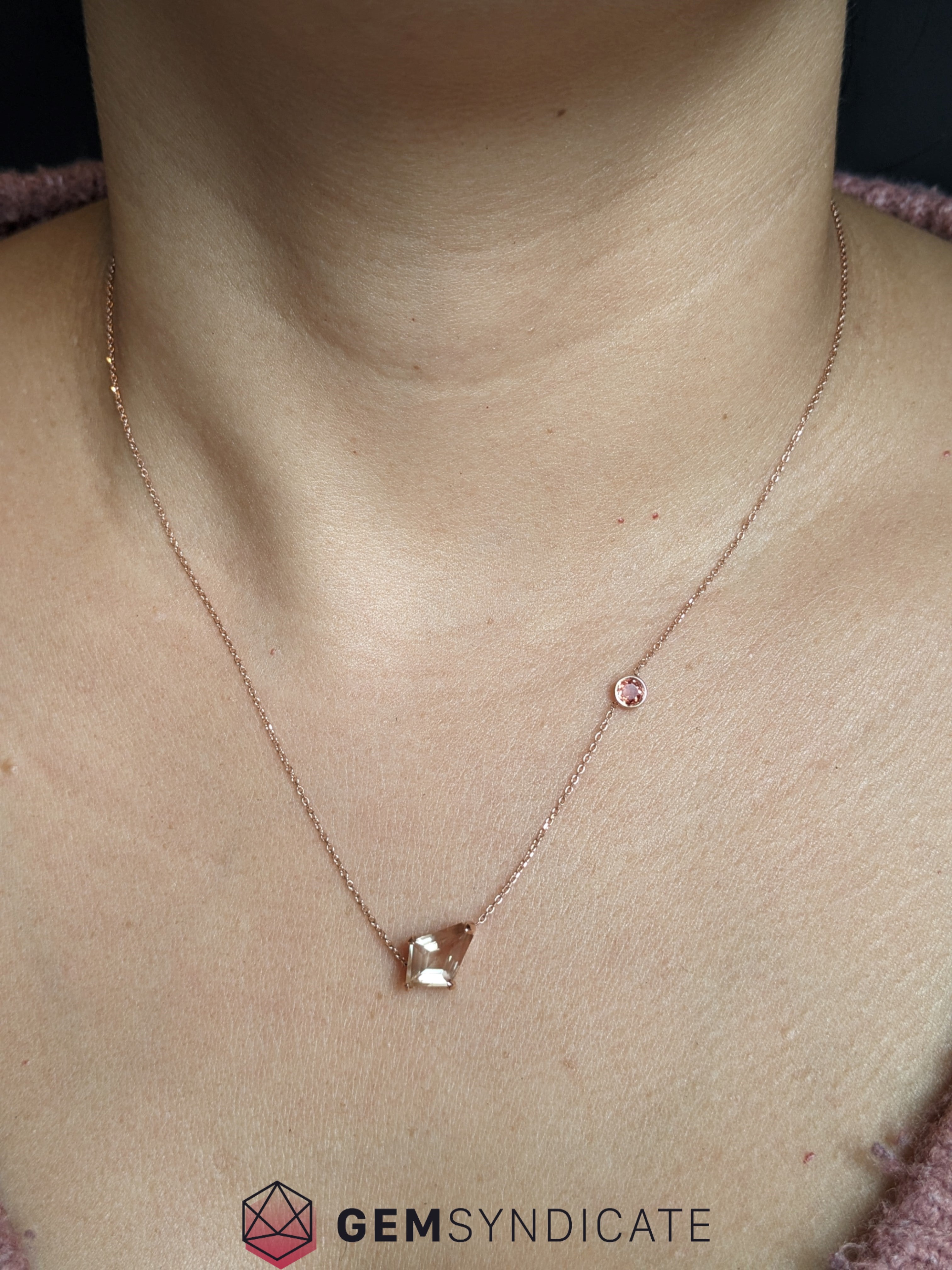 Flirty Peach Oregon Sunstone Necklace in 14k Rose Gold