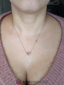 Lovely Peach Oregon Sunstone Necklace in 14k Rose Gold