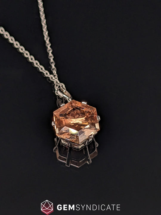 Modern Hexagon Peach Oregon Sunstone Pendant
