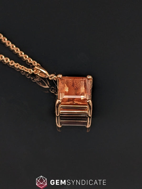 Modern Square Peach Oregon Sunstone Pendant