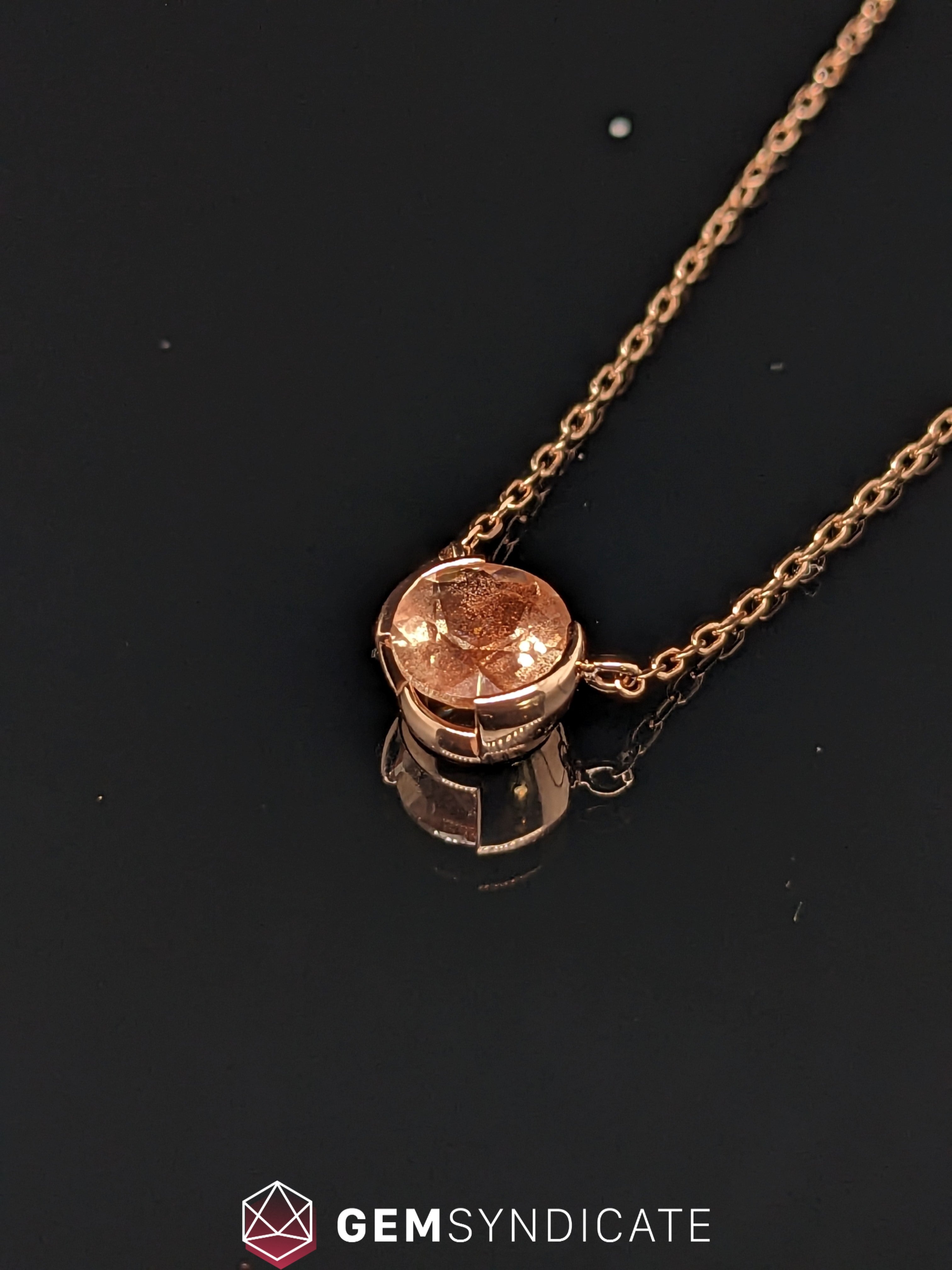 Elegant Round Peach Oregon Sunstone Necklace
