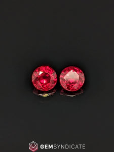 Bold Round Red Ruby Pair 1.31ctw