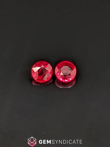 Lovely Round Red Ruby Pair 1.24ctw