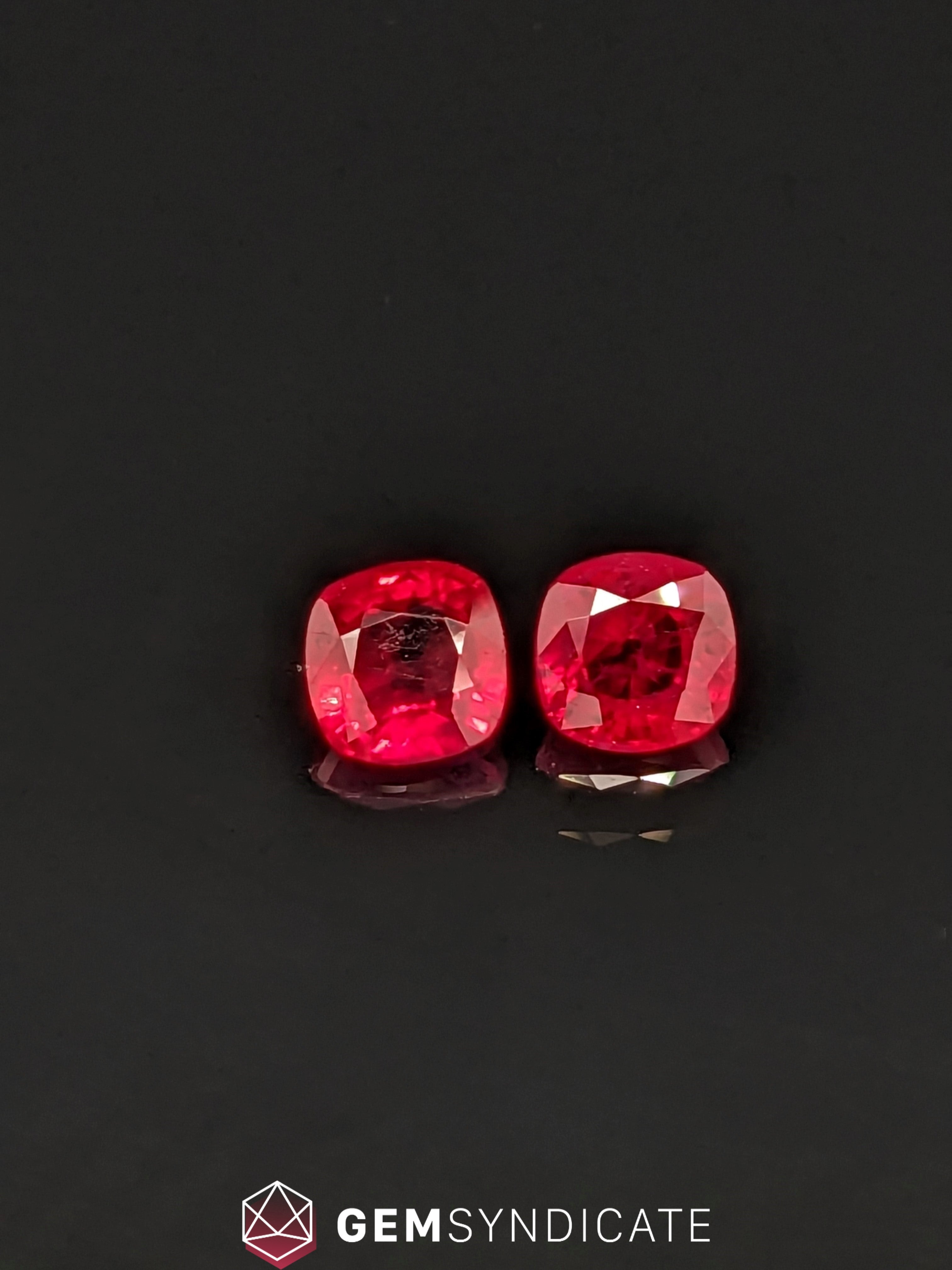Marvelous Cushion Red Ruby Pair 1.52ctw