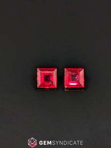 Lovely Square Red Ruby Pair 0.98ctw