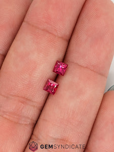 Classy Square Red Ruby Pair 0.75ctw
