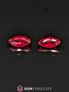 Fascinating Marquise Red Ruby Pair 0.97ctw