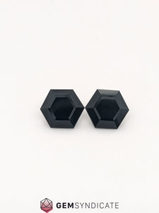 Thrilling Hexagon Black Spinel Pair 4.38ctw