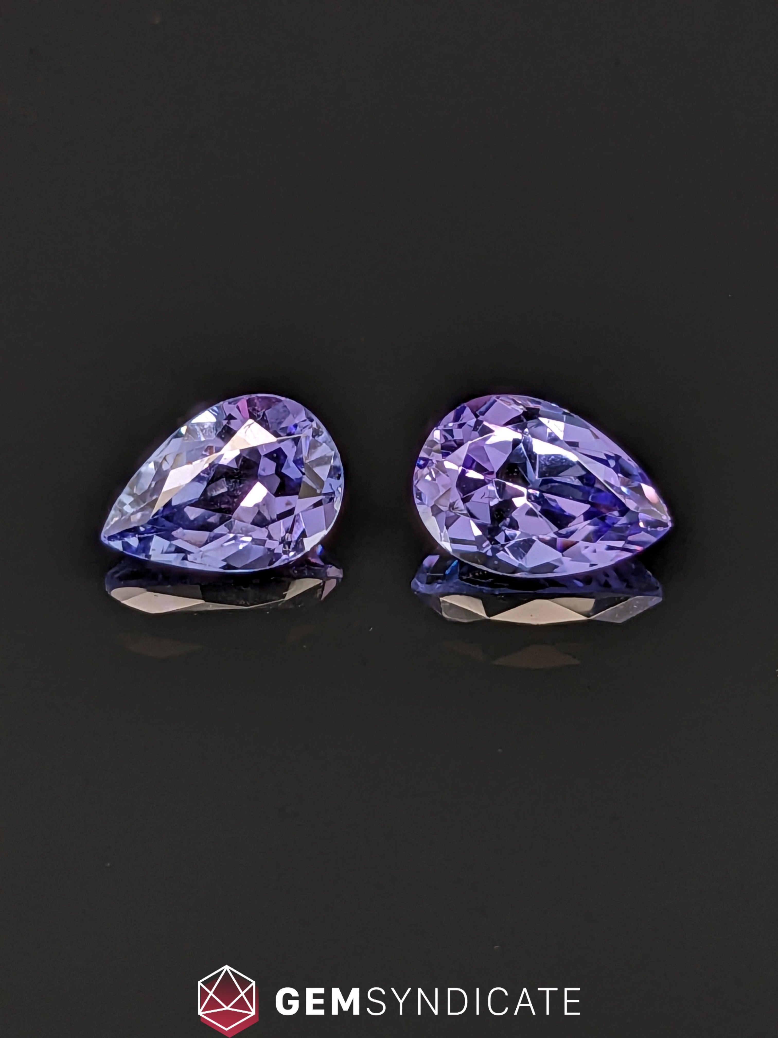 Regal Pear Shape Purple Tanzanite Pair 2.69ctw