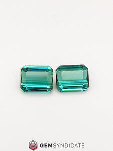 Electrifying Emerald Cut Green Tourmaline Pair 8.24ctw