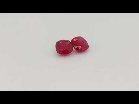 Marvelous Cushion Red Ruby Pair 1.52ctw