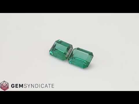 Electrifying Emerald Cut Green Tourmaline Pair 8.24ctw