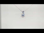 Load and play video in Gallery viewer, Unique Parti Sapphire Pendant in 14k White Gold
