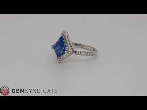 Enchanting Kite Shape Blue Sapphire Ring in 14k White Gold