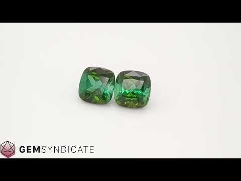 Divine Cushion Green Tourmaline Pair 9.52ctw