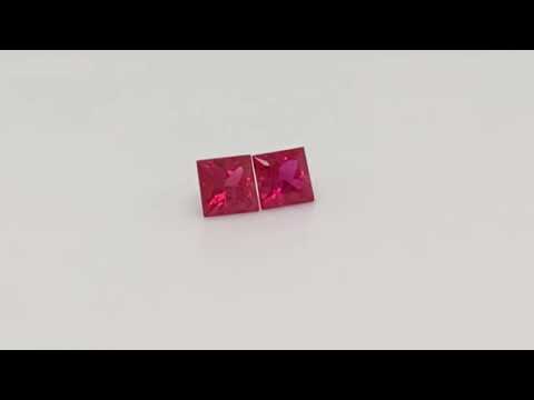 Classy Square Red Ruby Pair 0.75ctw