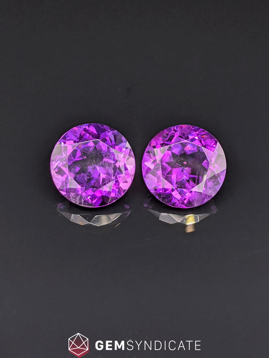 Alluring Round Purple Amethyst Pair 19.44ctw