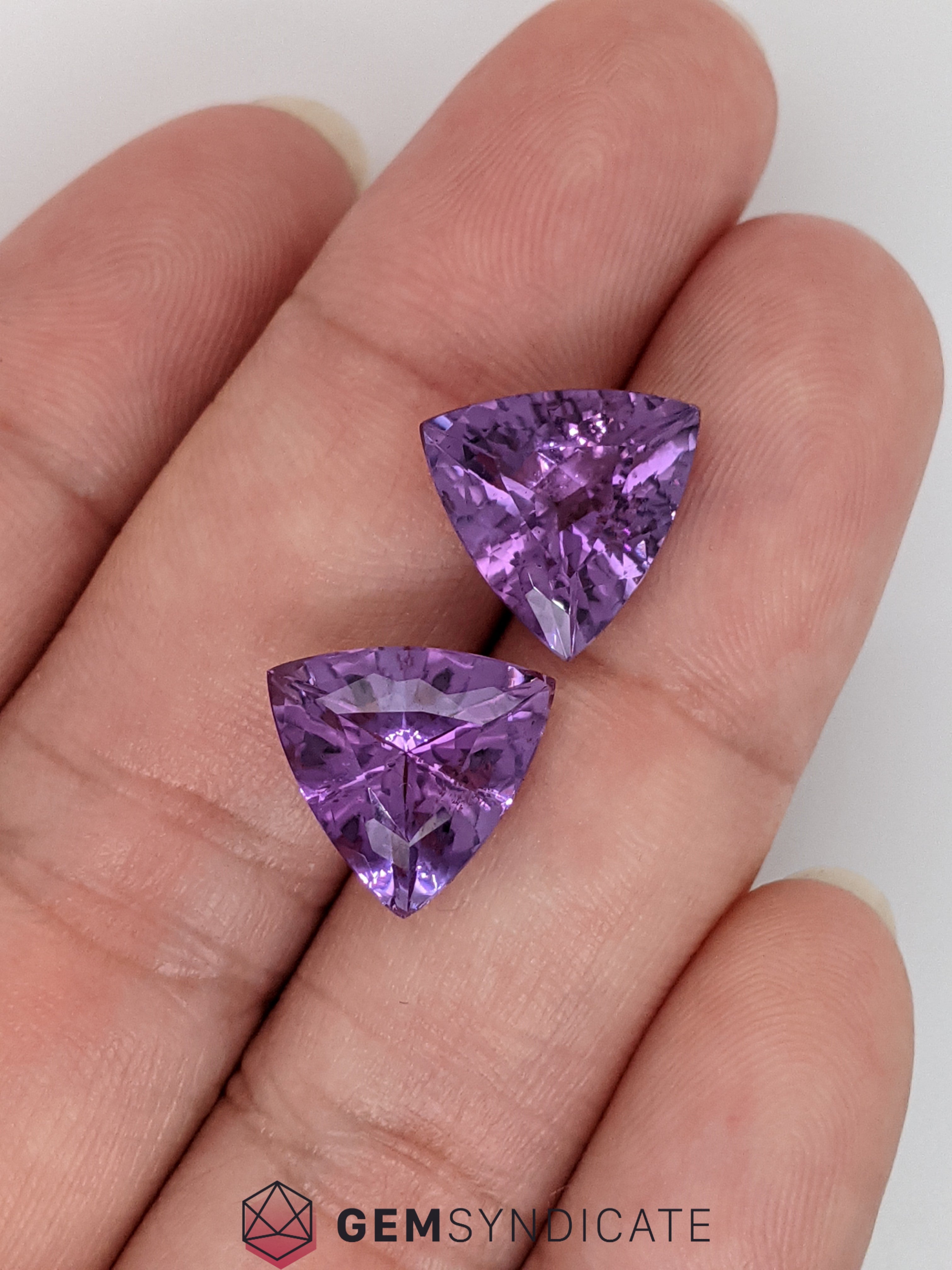 Lovely Trillion Shape Purple Amethyst Pair 8.59ctw