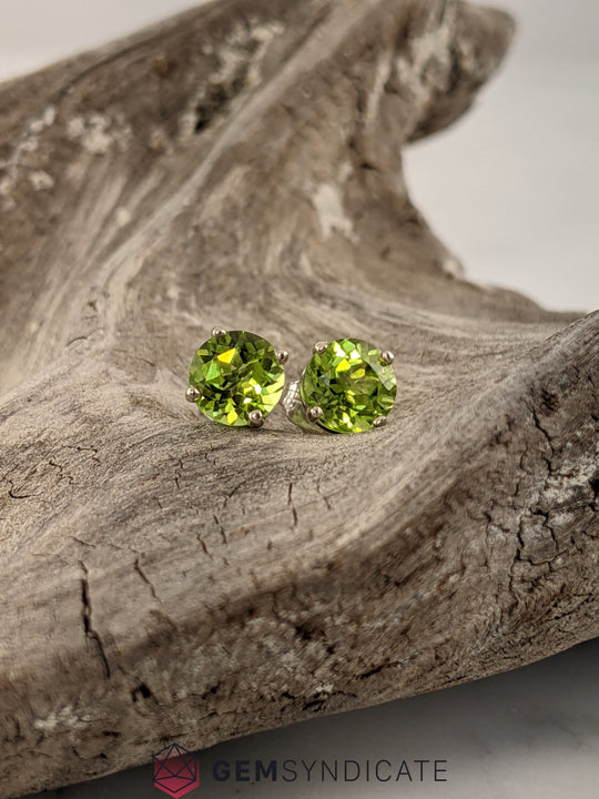 Captivating Peridot Solitaire Stud Birthstone Earrings