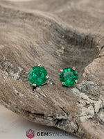 Load image into Gallery viewer, Enchanting Emerald Solitaire Stud Birthstone Earrings
