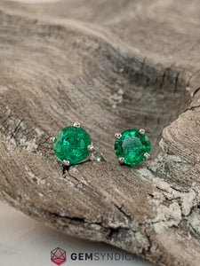 Enchanting Emerald Solitaire Stud Birthstone Earrings