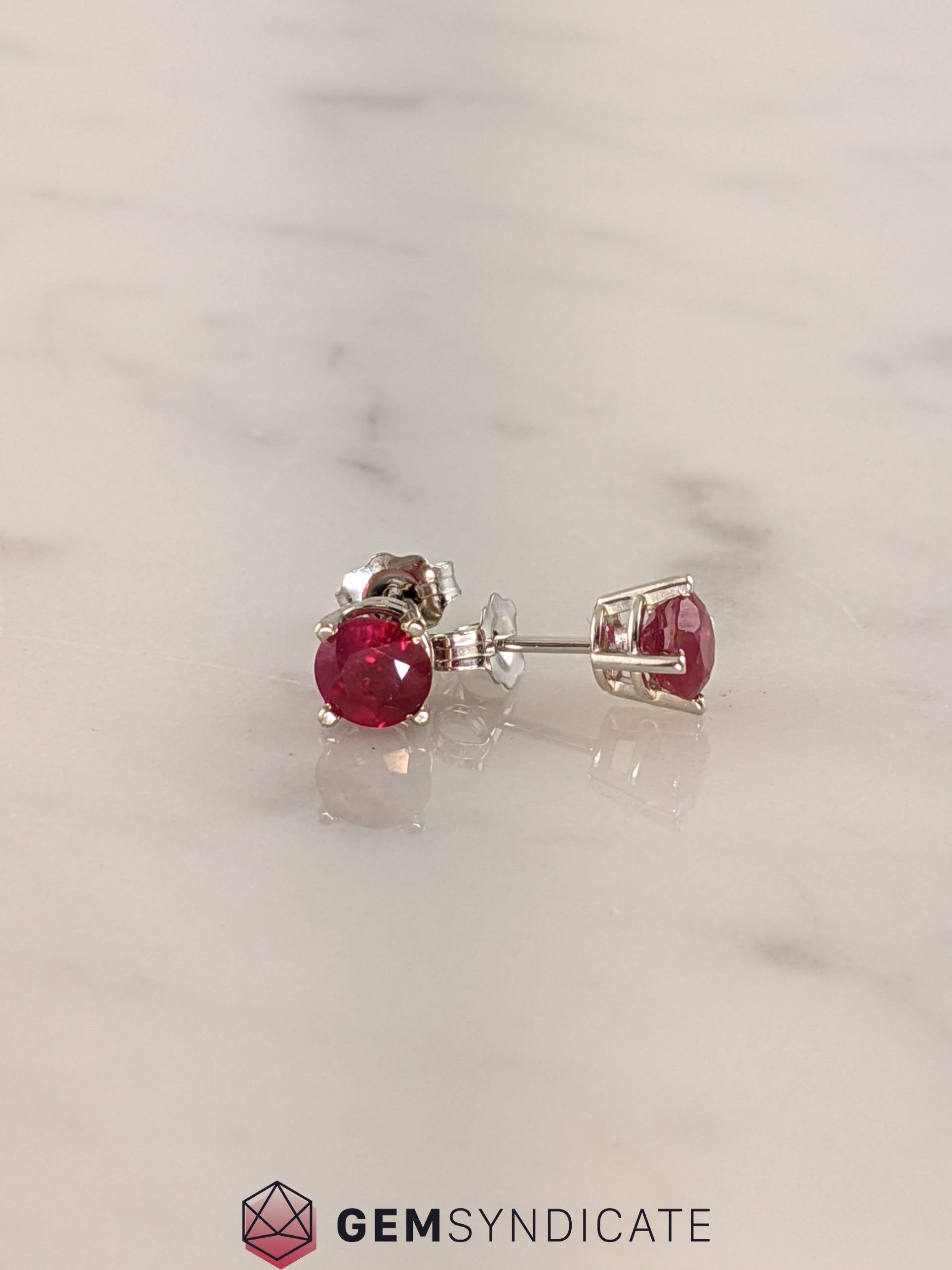 Breathtaking Ruby Solitaire Stud Birthstone Earrings