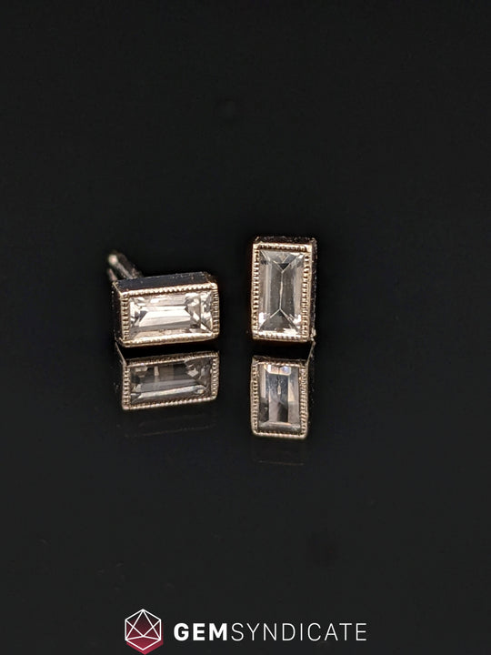 Flirty White Sapphire Earrings in 14k Gold