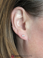 Load image into Gallery viewer, Flirty White Sapphire Earrings in 14k Gold
