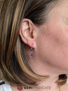 Charming Amethyst Solitaire Dangle Birthstone Earrings