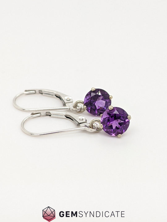 Charming Amethyst Solitaire Dangle Birthstone Earrings