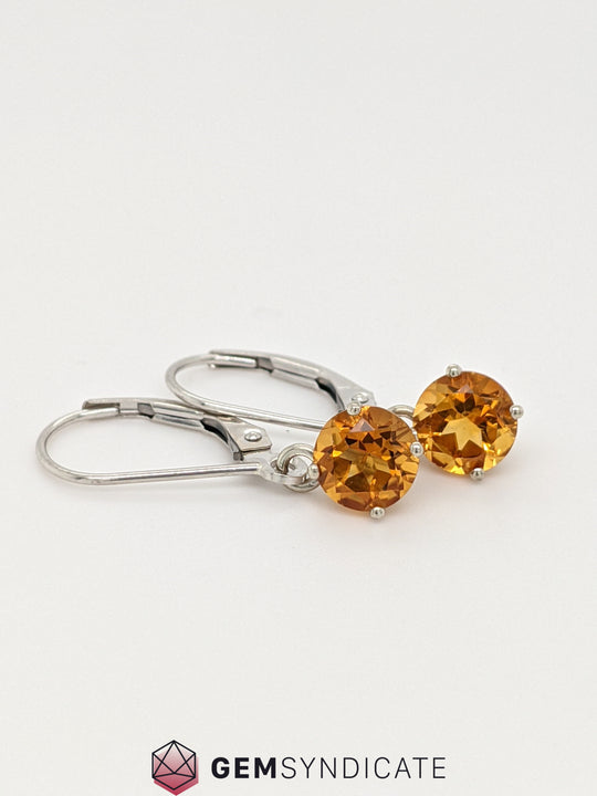 Charismatic Citrine Solitaire Dangle Birthstone Earrings