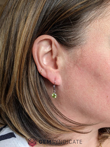 Vibrant Peridot Solitaire Dangle Birthstone Earrings
