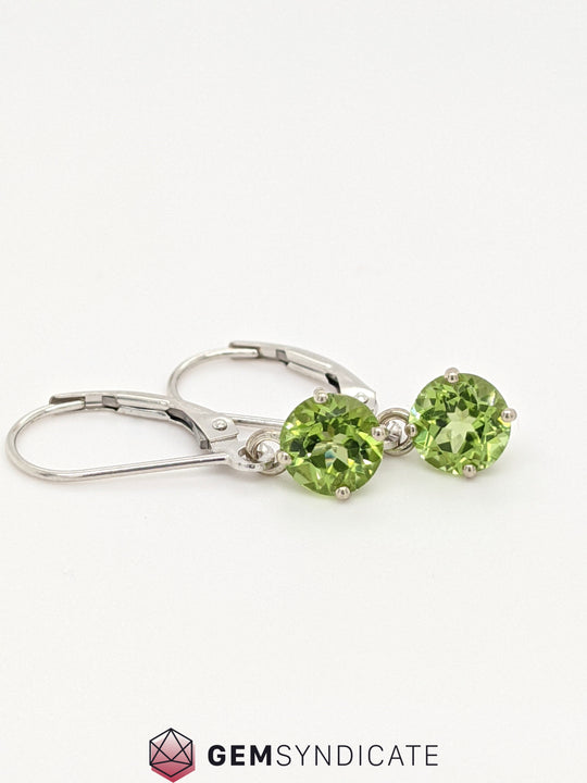 Vibrant Peridot Solitaire Dangle Birthstone Earrings