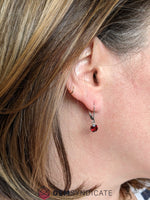 Load image into Gallery viewer, Passionate Garnet Solitaire Dangle Birthstone Earrings
